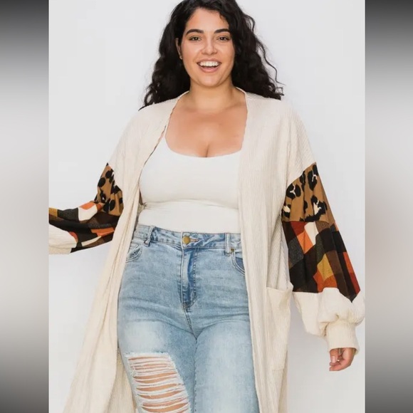 Sweaters - Ribbed open front cardigan with pockets
